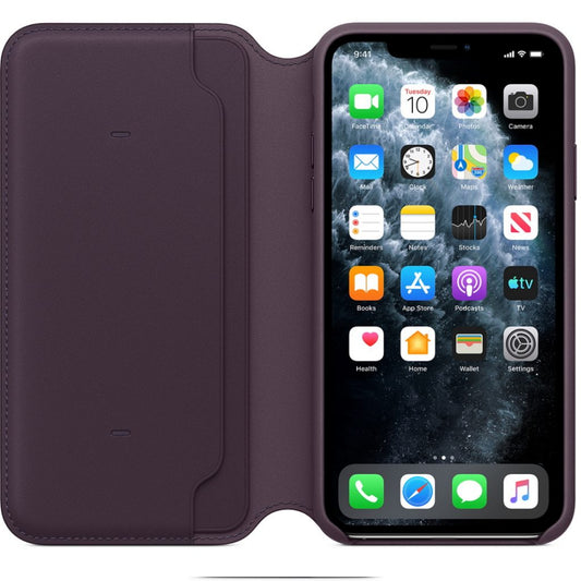 iPhone 11 Pro Max - Husa Flip tip Leather Folio , deschidere orizontala - Negru - BazarOltenia