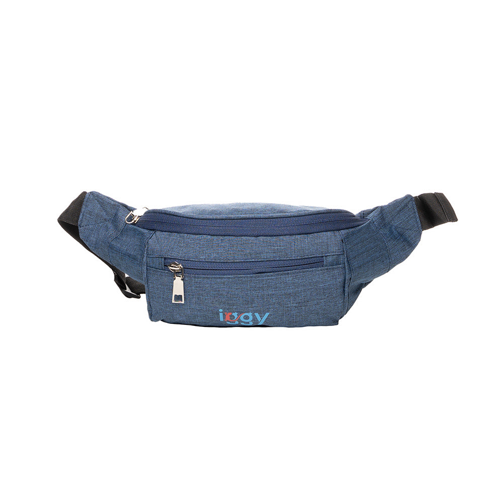 BORSETA Iggy, polyester,1 bretea, 1 compartiment principal,1 compartiment frontal, 38x16x6.5cm, albastru "IGFP-BELT-BL"
