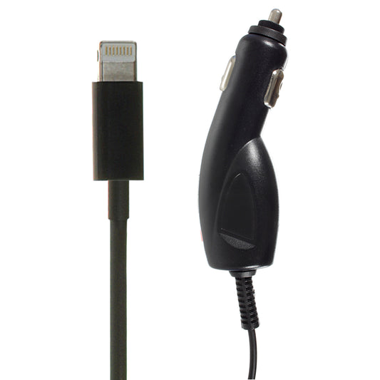 Incarcator auto compact - Apple Lightning, 2.1 A, MFI, cablu incarcare fix, Negru - BazarOltenia