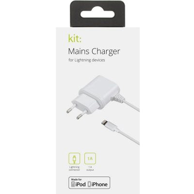 Incarcator retea compact - Apple Lightning, 1 A, MFI, cablu incarcare fix, Alb - BazarOltenia