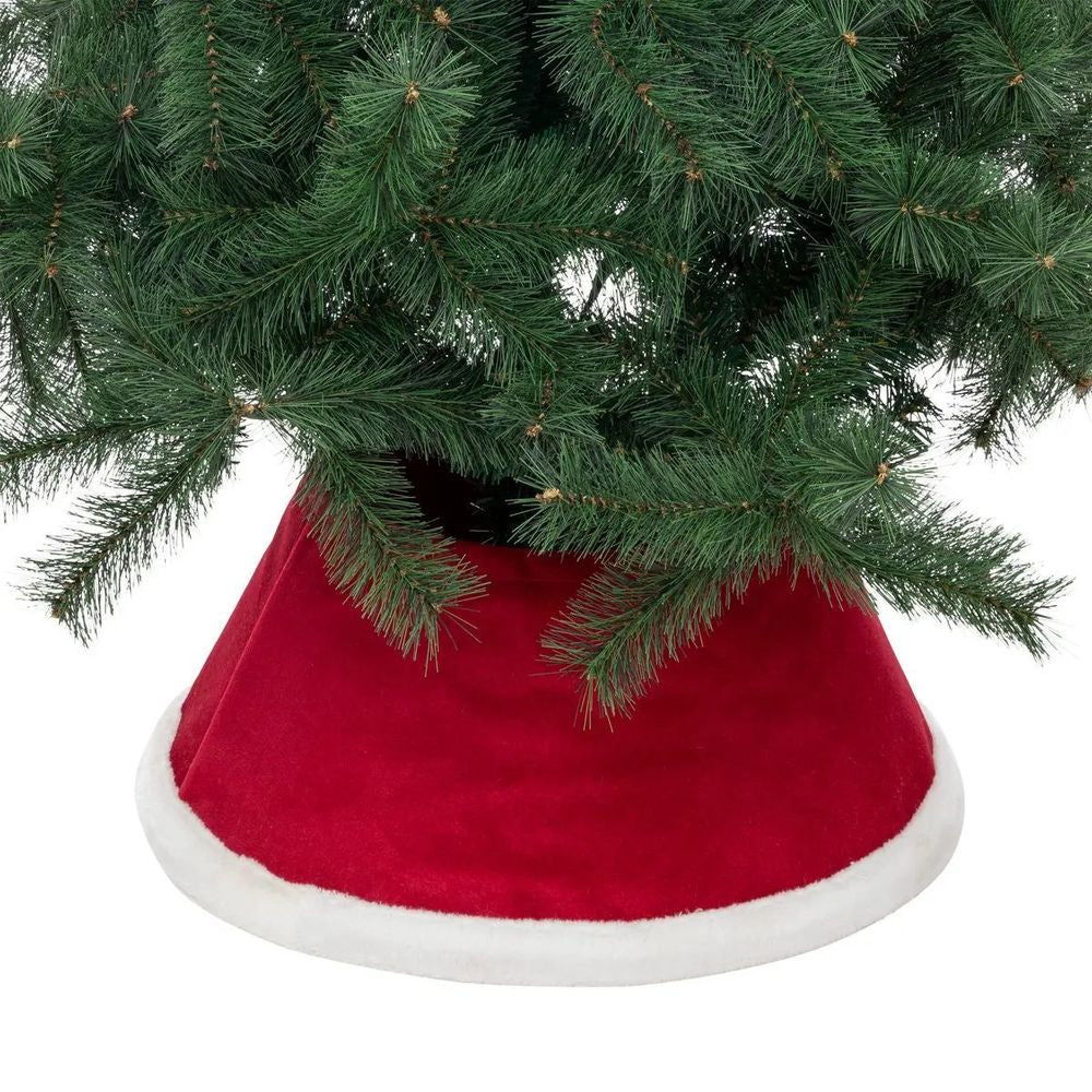 Husa decorativa tip fusta pentru bradul de Craciun, pufoasa, diametru 56 cm, rosu