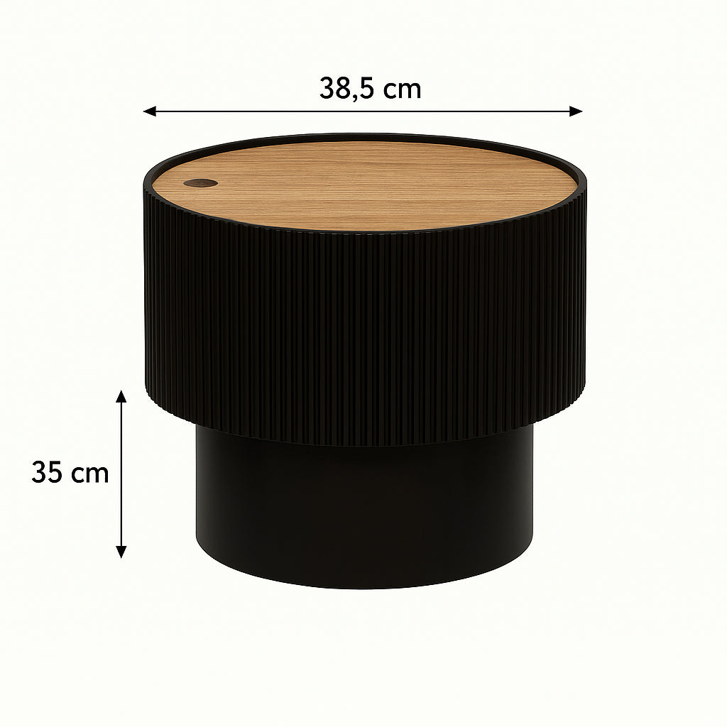 Masuta cafea Atmosphera Enola cu spatiu depozitare, MDF, 39x35 cm, negru