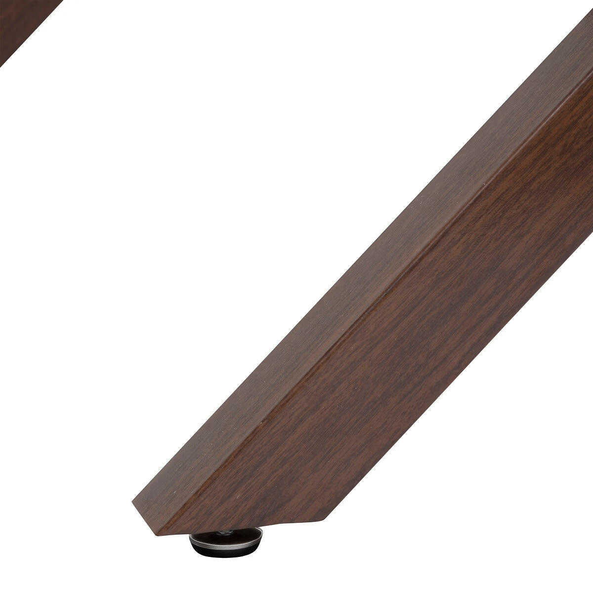 Masa dining bucatarie Atmosphera Jorel cu blat din sticla si picioare metalice, 180x90x75 cm, efect nuc
