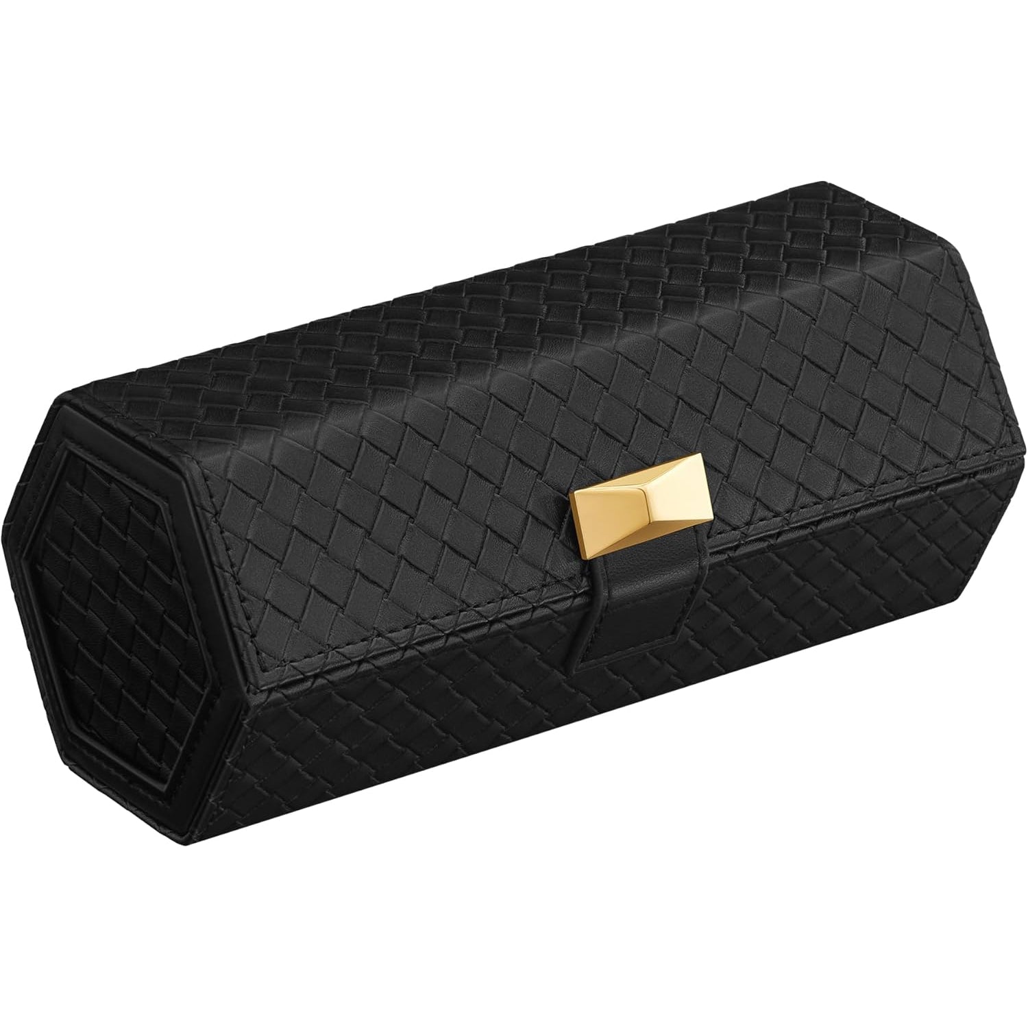 SONGMICS Cutie voiaj ceasuri Ronne, 3 compartimente + spatiu ascuns, 21x10x9 cm, negru