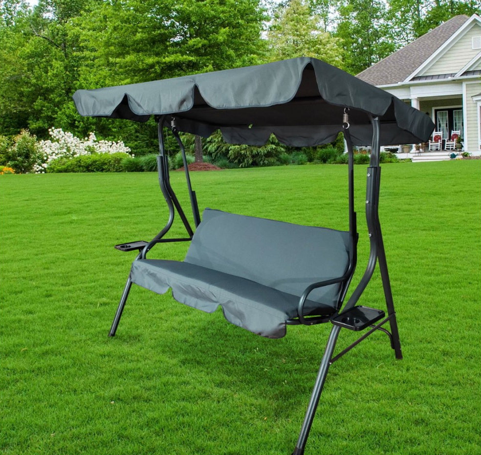 Leagan balansoar gradina Sersimo Cosenza, 3 locuri, 220kg, gri
