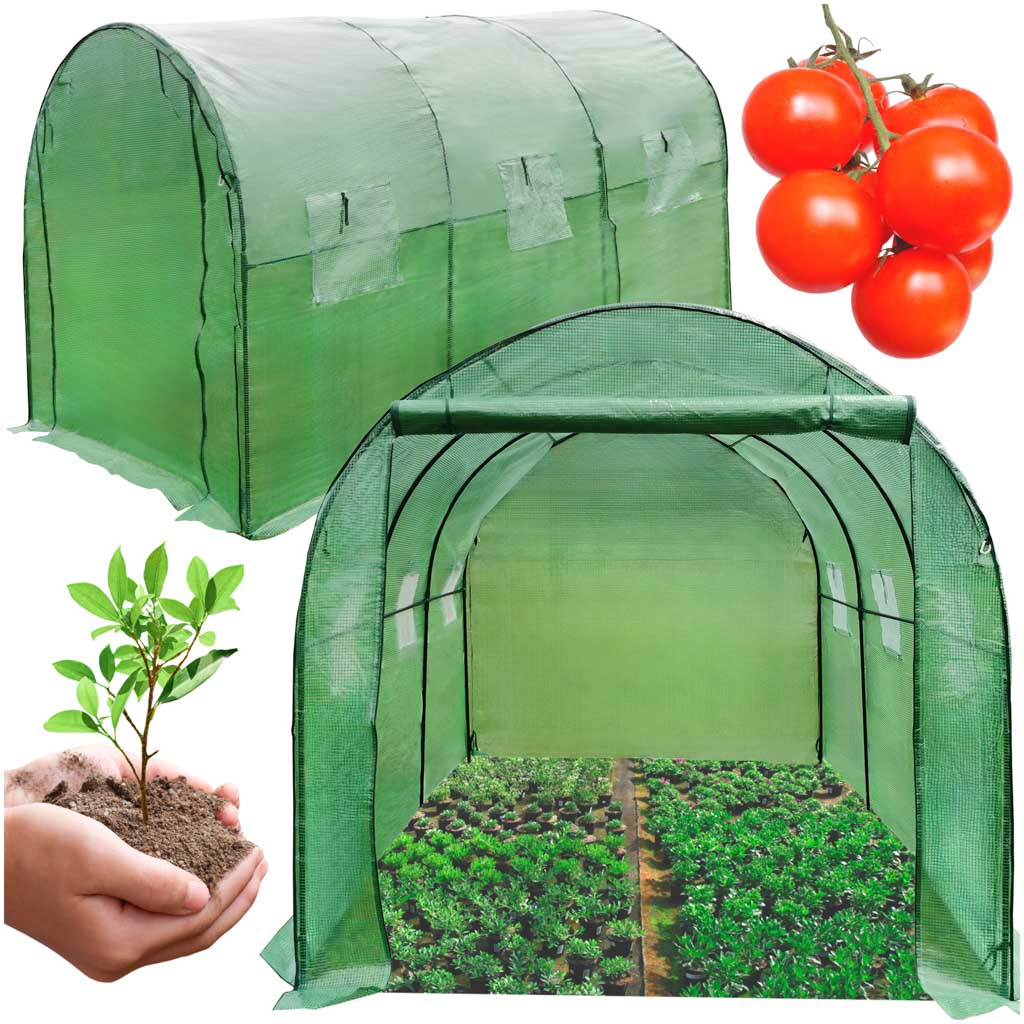 Sera gradina 300x200x200 cm, 6 ferestre, usa cu fermoar, folie PE 130g/m², verde