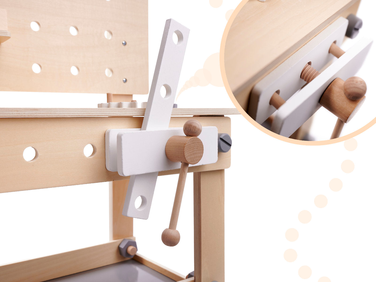 Banc de lucru copii din lemn cu unelte incluse, masa 45x26x67 cm, set DIY pentru micul mester