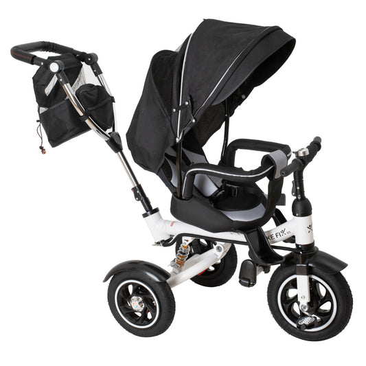 Tricicleta 3in1 105x52x94 cm, sezut rotativ 360°, roti fara aer, copertina reglabila, negru - 3