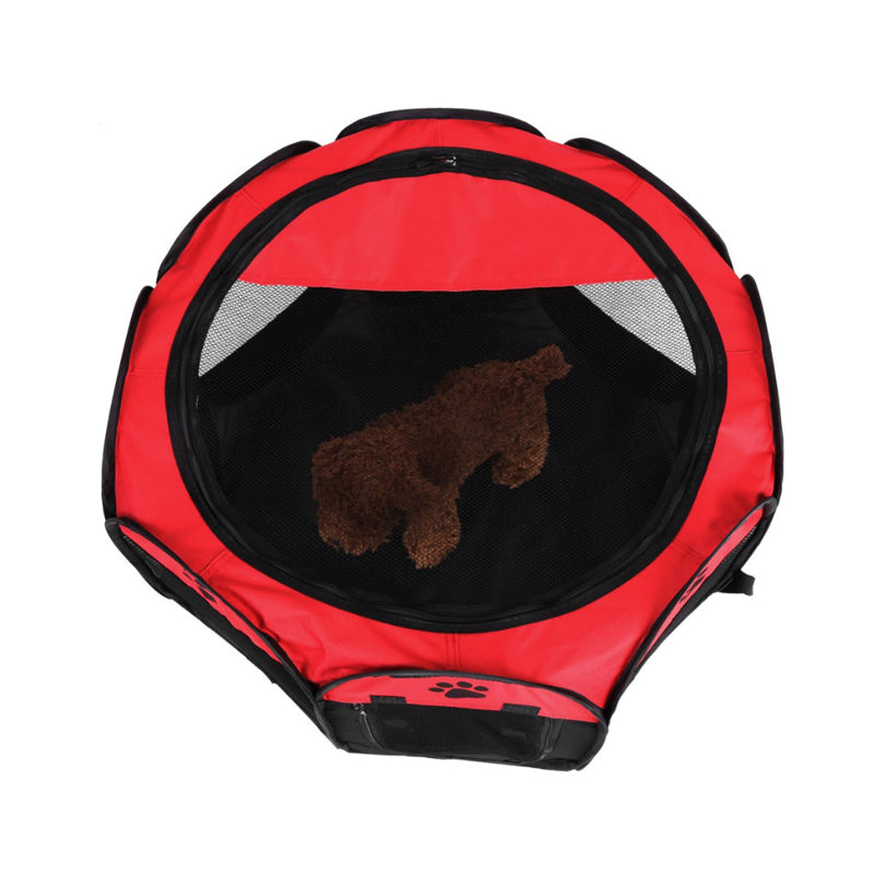 Tarc pliabil pentru animale de companie, diametru 70cm, negru rosu