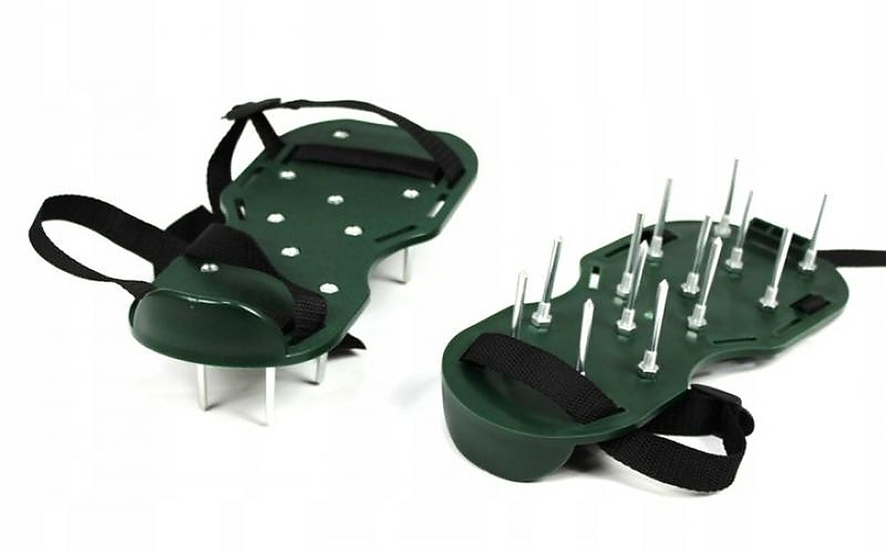 Sandale pentru aerarea gazonului cu 26 tepi metalici, curele reglabile, 30x13 cm, verde