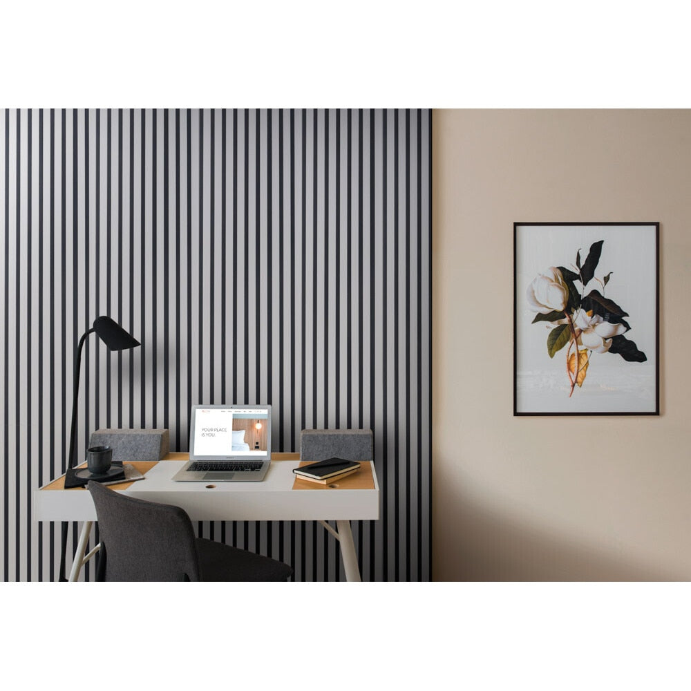 Riflaj MDF decorativ LDA PREMIUM de tip Panou Acustic, Gri Nisip, 260x40 cm