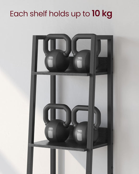 VASAGLE Biblioteca tip scara cu 5 rafturi, design industrial, cadru metalic si rafturi din PAL, 34x30x170 cm, negru - 2