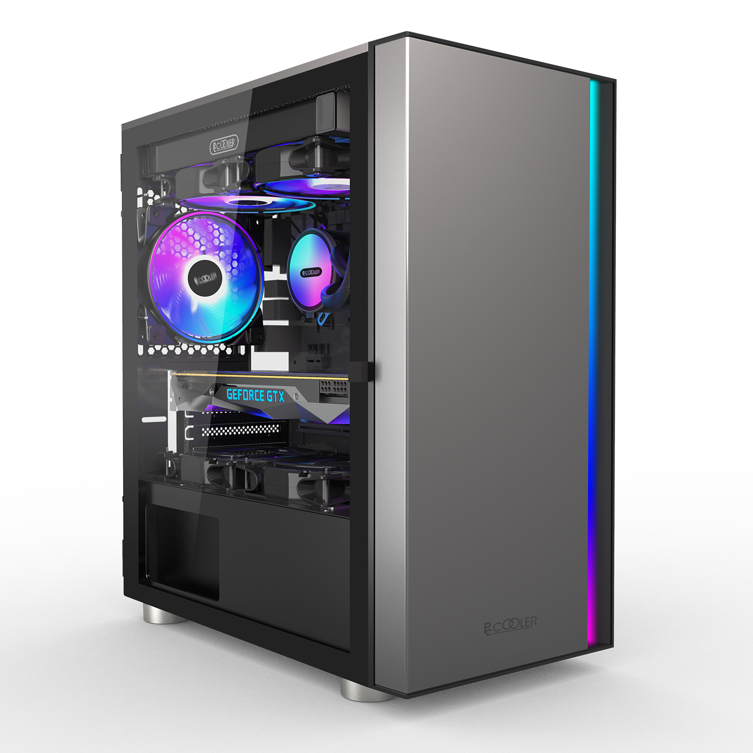 CARCASA PCCOOLER, Middle Tower, mATX, ITX, fara sursa, sticla securizata, 1 ventilator inclus ARGB, negru, USB 3.2 gen 1 x 1, USB 2.0 x 2, mic, audio, "LM300G ARGB"