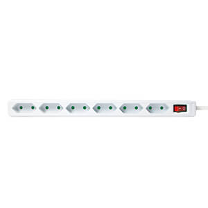 PRELUNGITOR LOGILINK, Euro skt x 6, conectare prin Schuko (T), cablu 1.5 m, 7.5 A, protectie contact accidental, on / off, alb, "LPS232"