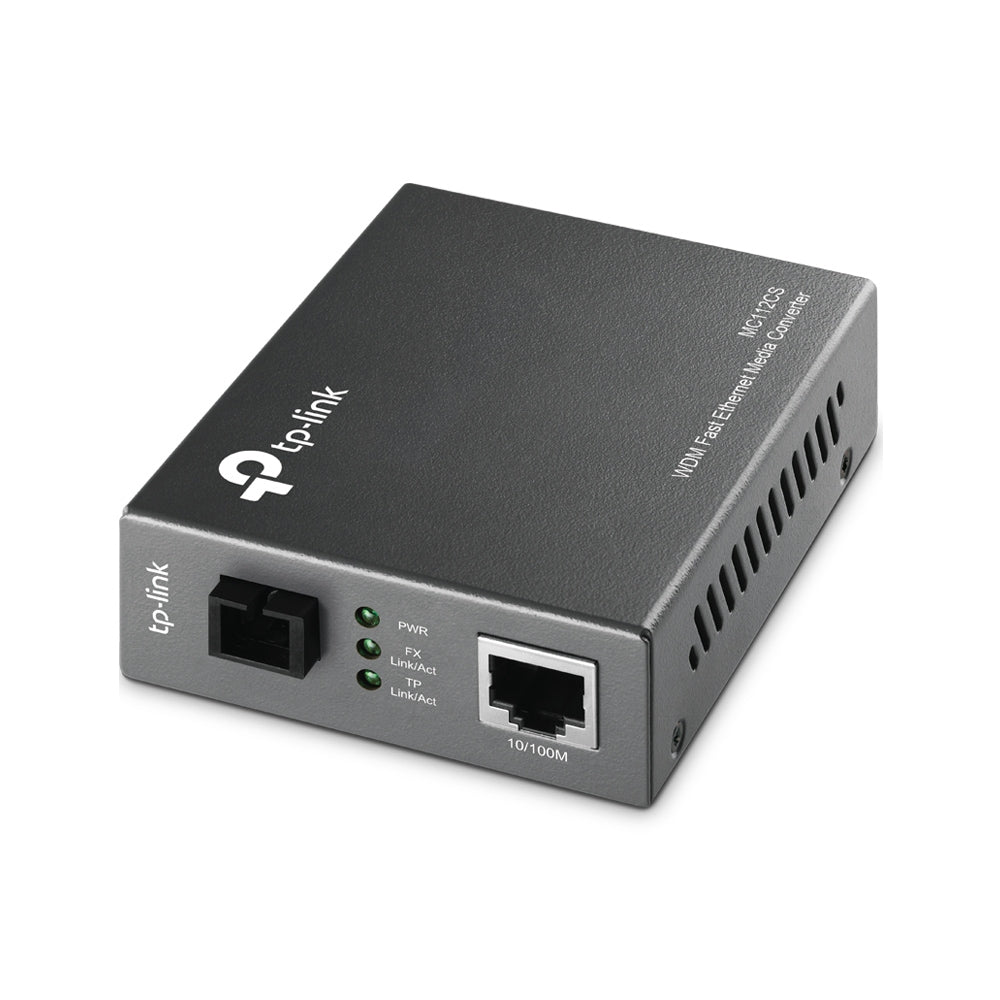 MEDIA CONVERTOR TP-LINK RJ45 10/100M la fibra SC single-mode 100M, Full-duplex, Tx:1310nm, Rx:1550nm, pana la 20Km, montabil in sasiu "MC112CS"