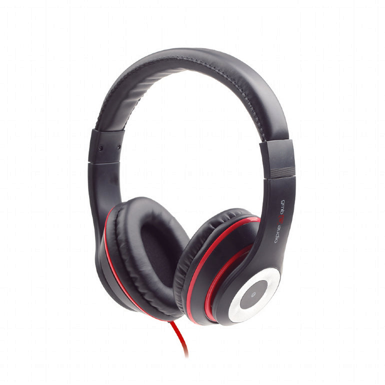 CASTI Gembird, "Los Angeles", cu fir, standard, utilizare multimedia, smartphone, microfon pe fir, conectare prin Jack 3.5 mm, negru / rosu, "MHS-LAX-B", (timbru verde 0.8 lei)