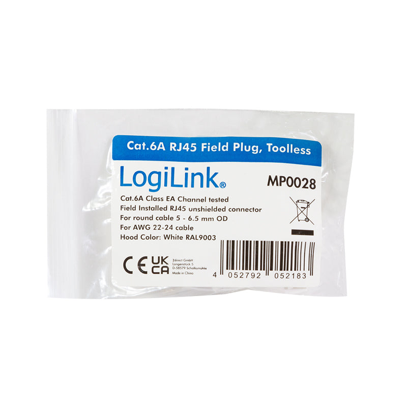 MUFA Logilink RJ45 pt. cablu UTP, Cat.6A, modulara, alb "MP0028"