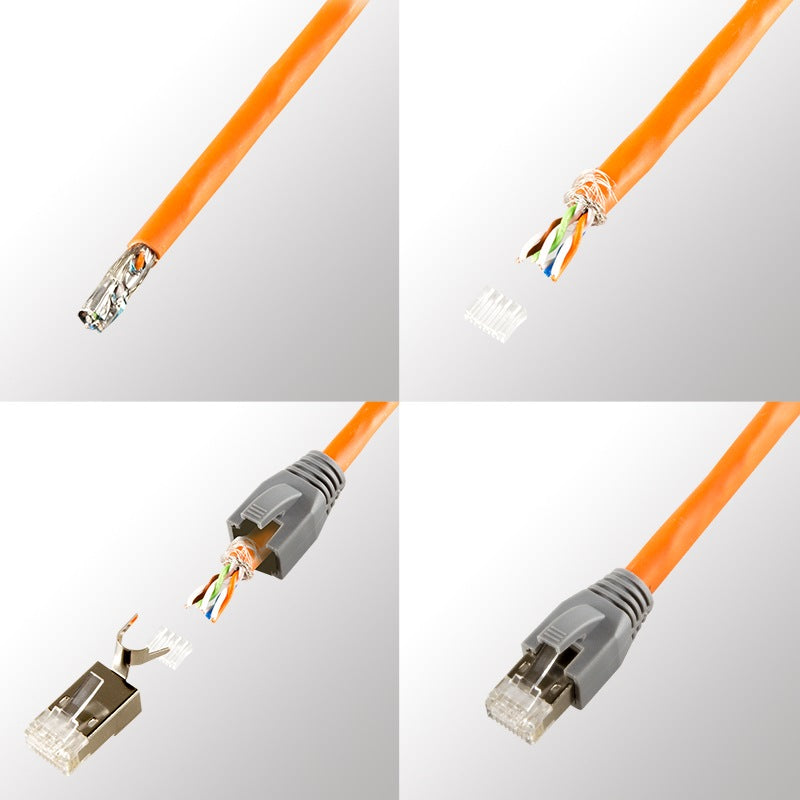 MUFA RJ-45 LOGILINK pt. cablu UTP, FTP, SFTP, Cat5e | Cat6 | Cat6a | Cat7 | Cat7a | Cat8.1, RJ-45 (T), ecranat, plastic cu metal, 50 buc, "MP0033"