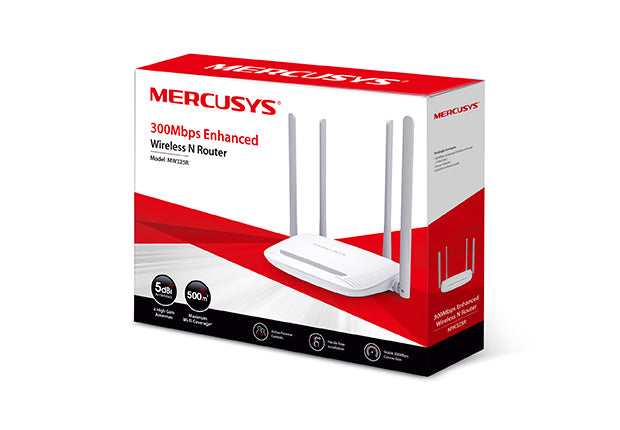ROUTER MERCUSYS wireless 300Mbps, 4 porturi 10/100Mbps, 4 x antene externe "MW325R" /45505975
