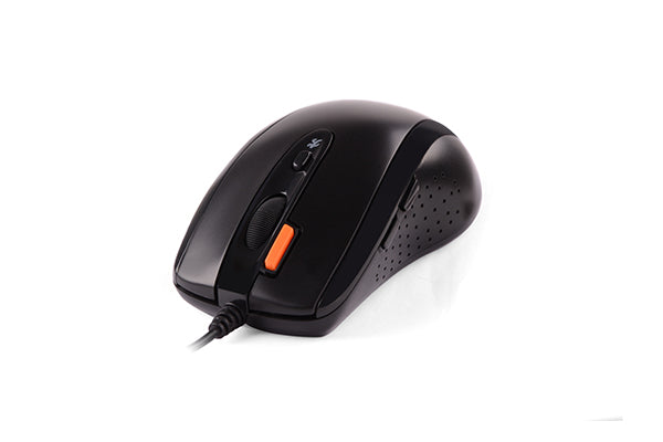 MOUSE A4tech, PC sau NB, cu fir, USB, optic, 1600 dpi, butoane/scroll 7/1, buton selectare viteza, negru, "N-70FX-BK"