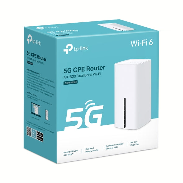 ROUTER TP-LINK, 5G AX1800 Dual Band, 1 × Gigabit LAN/WAN, 2 × Gigabit LAN, 1 × Nano SIM, 2.4 / 5Ghz dual band,"Archer NX200"