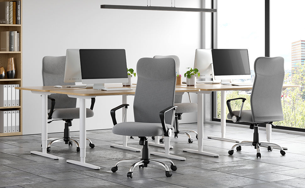 SONGMICS Scaun de birou ergonomic, reglabil pe inaltime, functie balans, maxim 120 kg, 63x63x120 cm, gri