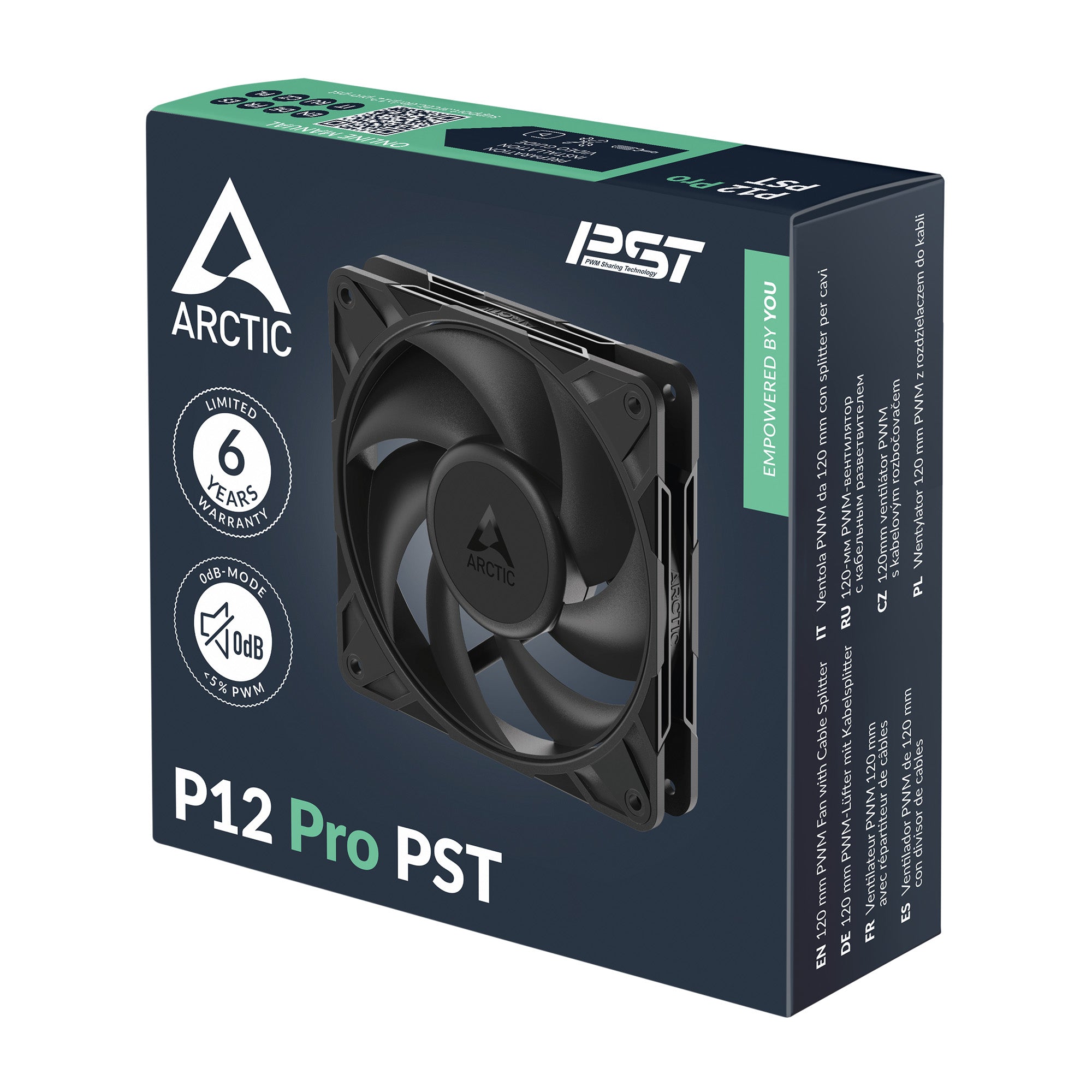 Ventilator Arctic "P12 Pro PST", 120mm, 600 - 3000 RPM, FDB, 77 cfm, 4-Pin Fan Plug + 4-Pin Socket, lungime cablu 400 mm + 80 mm Daisy-Chain, negru, "ACFAN00306A" - 4895265000089