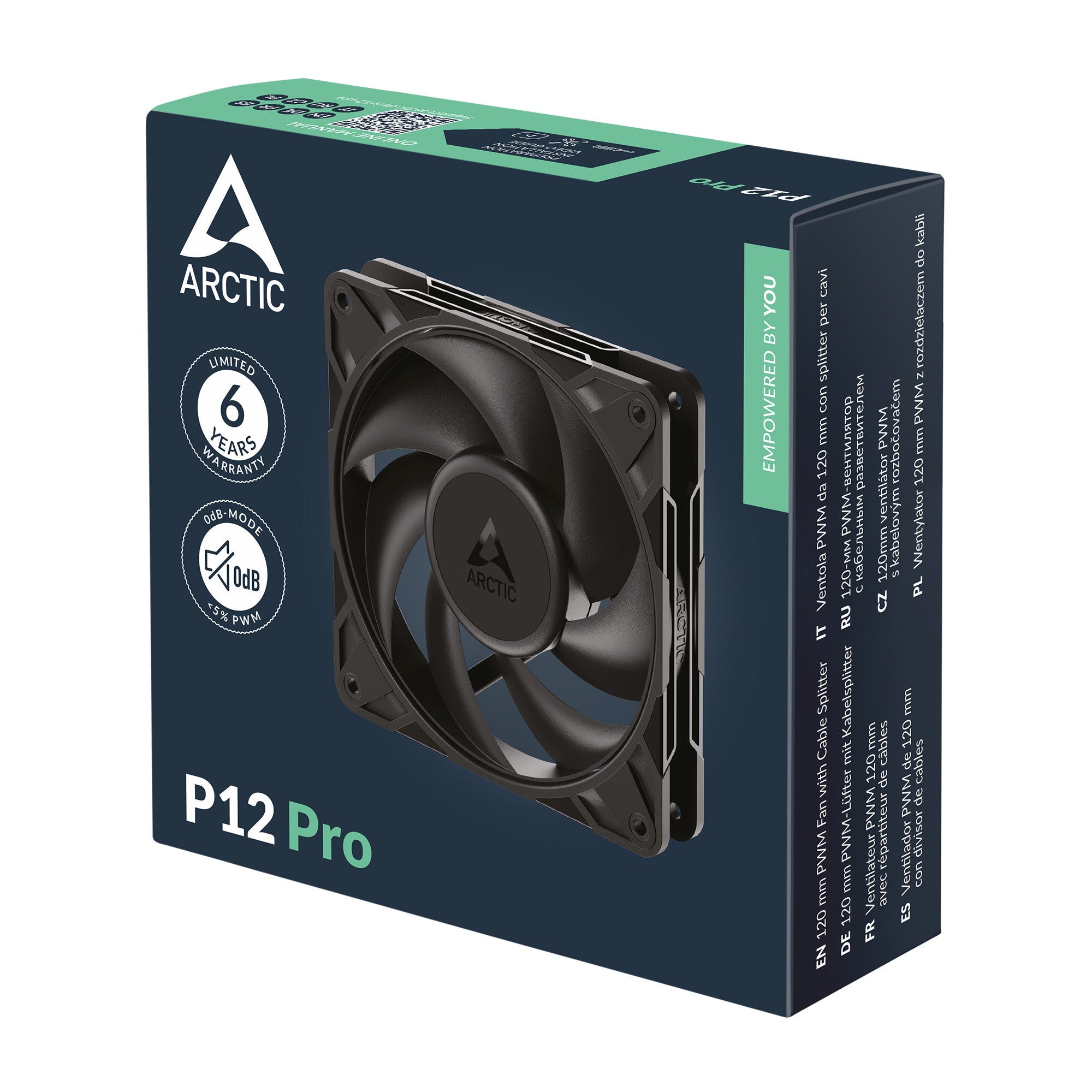 Ventilator Arctic "P12 Pro", 120mm, 600 - 3000 RPM, FDB, 77 cfm, 4pin PWM, negru, "ACFAN00305A" - 4895265000072