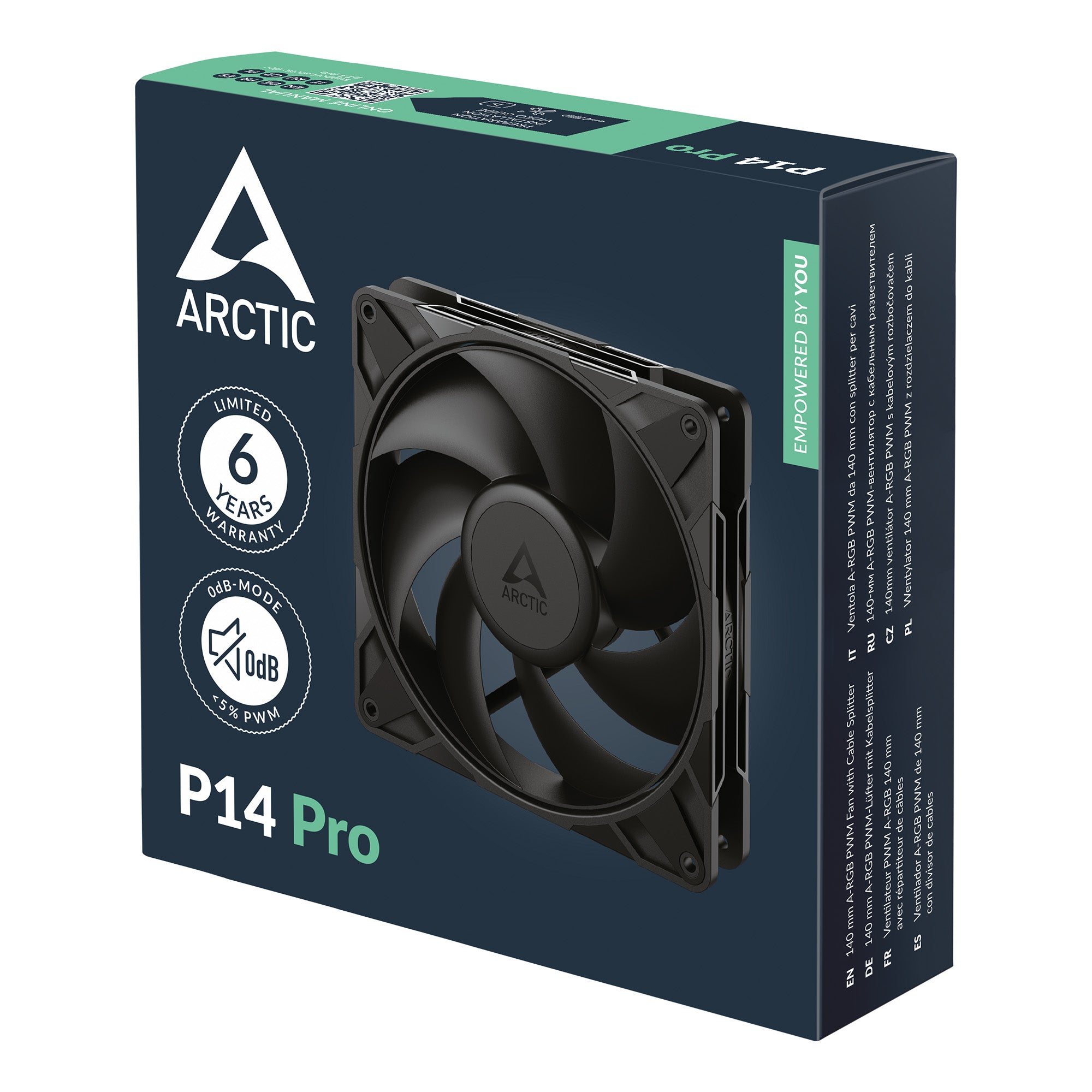 Ventilator Arctic "P14 Pro", 140mm, 400 - 2500 rpm, FDB, 110 cfm, 4-Pin Fan Plug, negru, "ACFAN00313A"