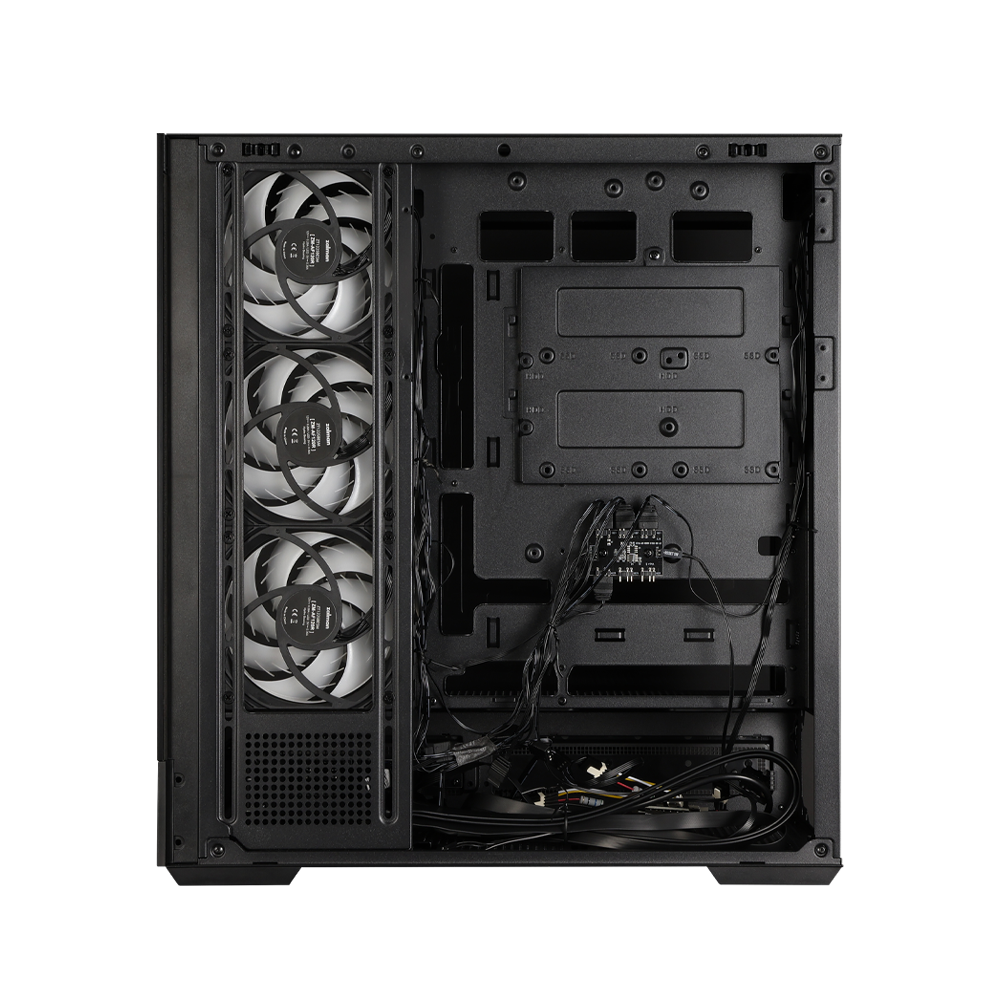 CARCASA Zalman "P40 DS", middle tower, gaming, fara sursa, suporta 10xfan, 4xfan inclus, PSU shroud, display 9.1inch, USB Type-C x 1, USB 3.1 gen1 x 2, audio+mic, , negru, "P40 DS Black"