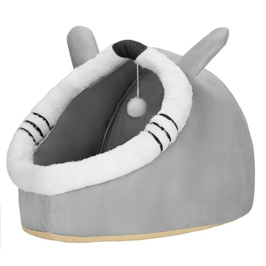 Culcus pentru pisci sau catei, cu perna moale detasabila, 50x36x41 cm, gri - 2