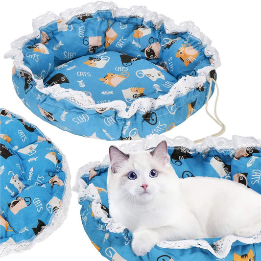 Culcus transformabil pentru pisici, tip saltea cu pereti, 73 cm, albastru - 2