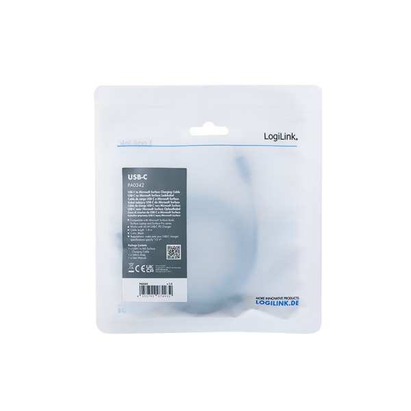 CABLU alimentare si date LOGILINK, pt. MS Surface, USB Type-C (T) la MS Surface (T) 90 gr, PD, 1.8m, negru, "PA0342"