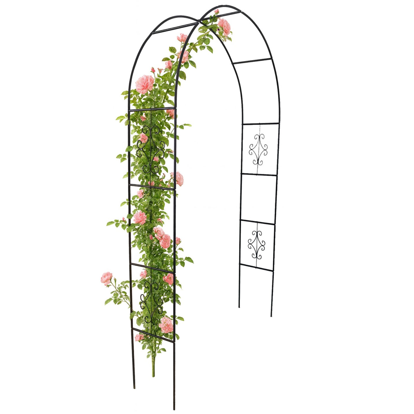 Pergola gradina decorativa pentru plante cataratoare cu ancore, structura otel, 140x38x240 cm, verde