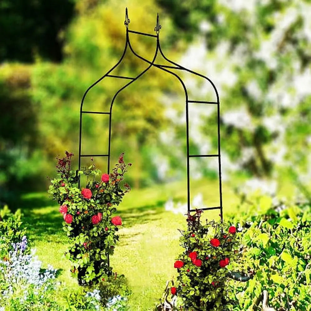 Pergola gradina, metalica cu varfuri decorative, structura otel, 150x37x240 cm, negru