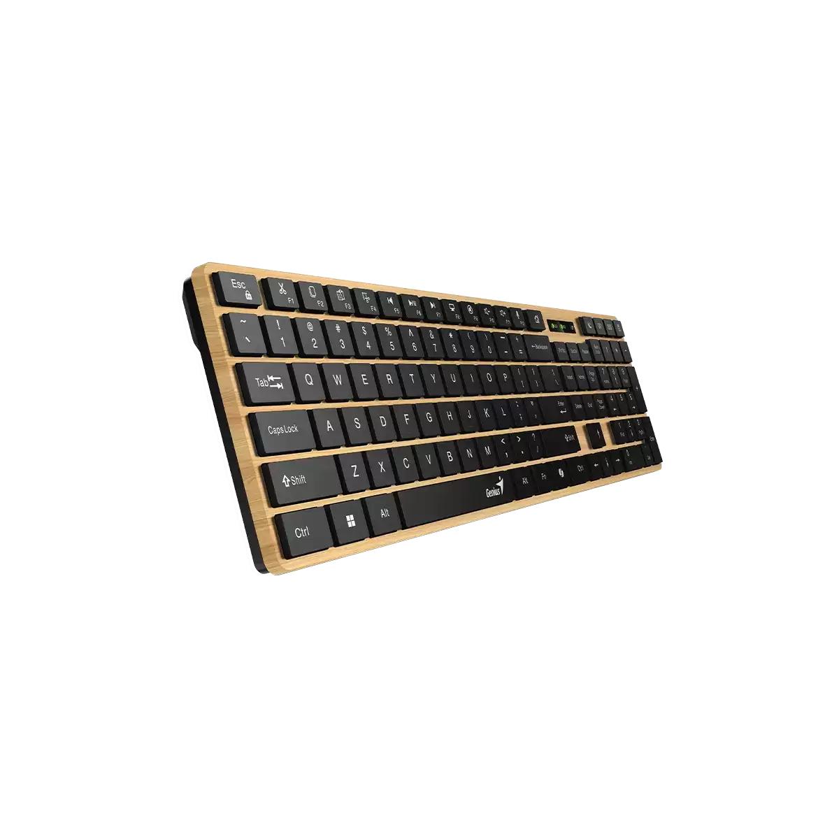 TASTATURA Genius "SlimStar 7250BT", wireless 2.4GHz+Bluetooth, 104 taste slim, tasta Copilot, lemn - negru, "31320004400" 4710268263005