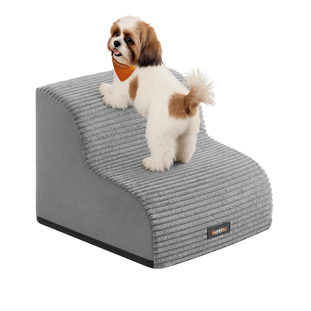 Scara pentru caini cu 2 trepte, design confortabil pentru articulatii, 40x40x30 cm, gri