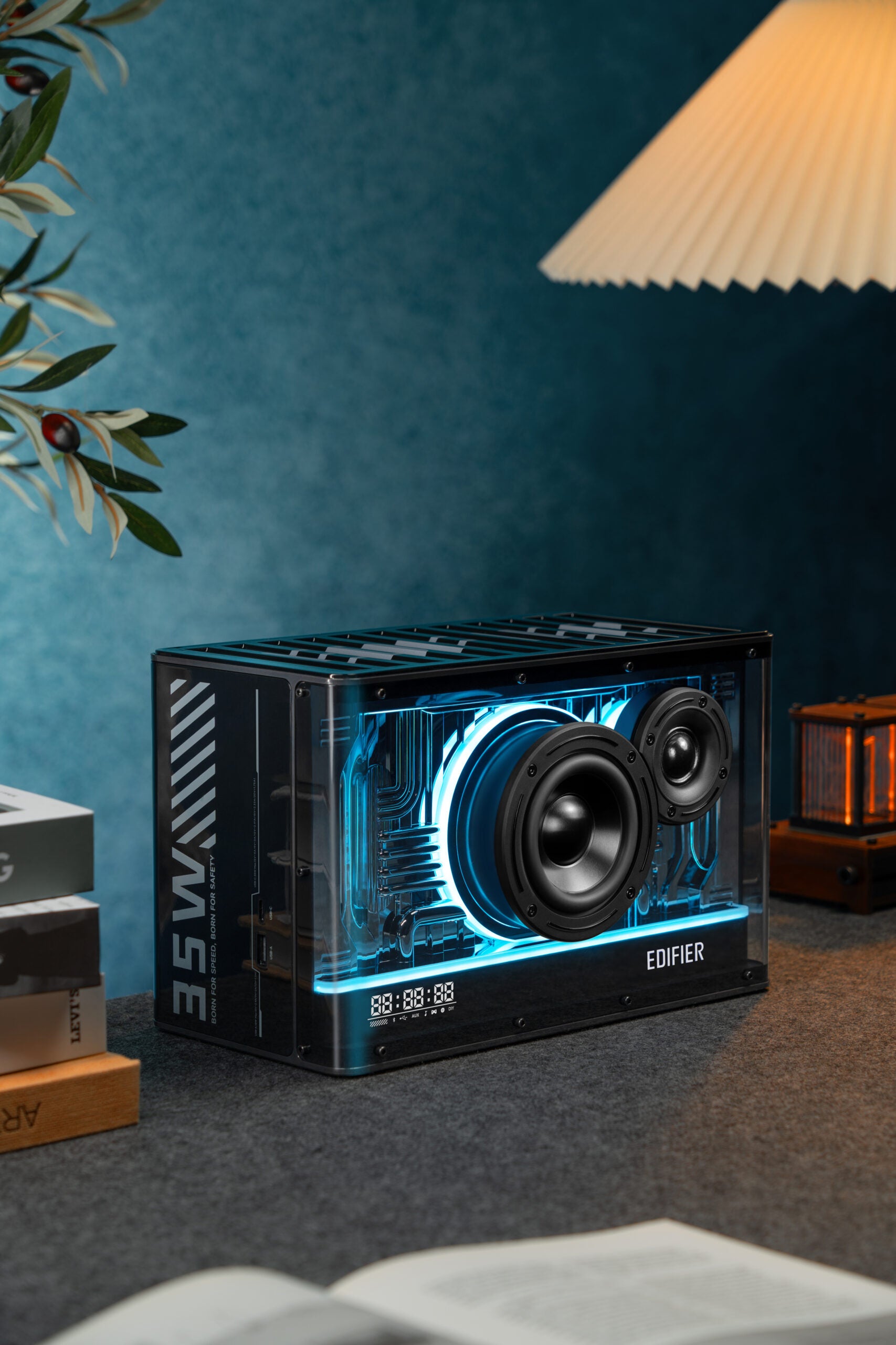 BOXE EDIFIER Gaming desktop, RMS: 40W, Bluetooth 5.3, USB-C, USB-A, AUX, EQs preset 3 moduri, RGB 7 culori, GaN charger 35W, black, "QD35-BK"