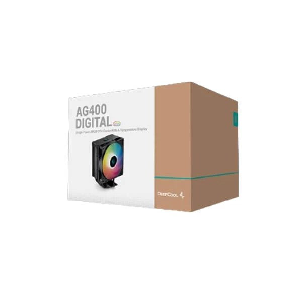 COOLER DeepCool "AG400 DIGITAL ARGB",aer,Ø6 mm×4 pcs heatpipe,skt. Intel LGA 1700/1200/115x AMD AM5/AM4,120mm,500-2100 rpm,4-pin PWM,LED RGB adresabil "R-AG400-BKADMN-G-1"