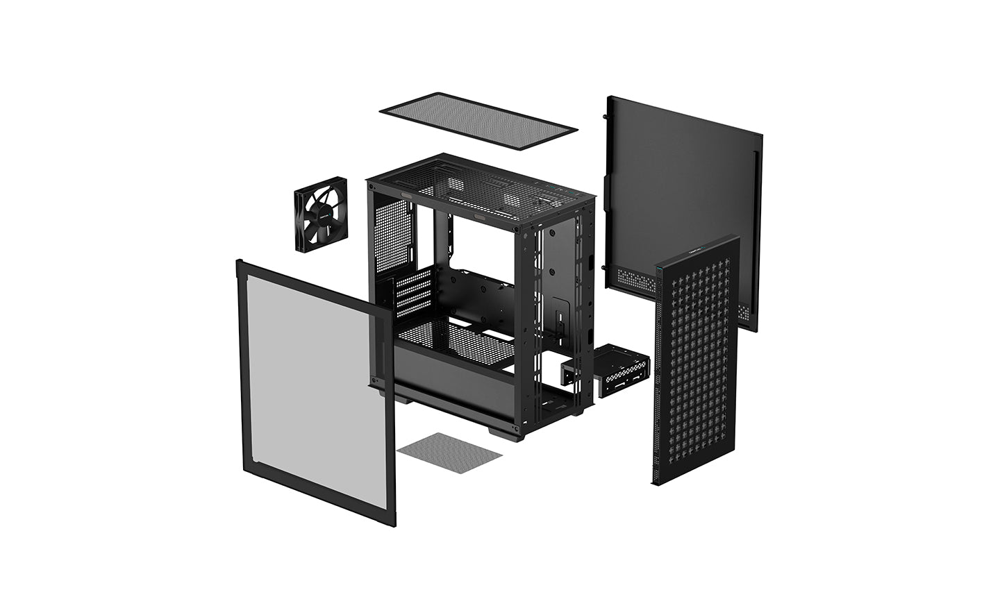 CARCASA DEEPCOOL CH370, Micro ATX, fara sursa, sticla securizata, 1 x 120mm fan, USB 3.0 x 2, Jack 3.5mm x 1, black, "R-CH370-BKNAM1-G-1"