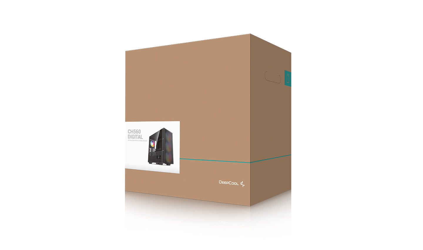 CARCASA DeepCool "CH560 Digital", Middle Tower, ATX, fara sursa, sticla securizata, 4xfan RGB, USB 3.2 gen 1 x 1, USB Type-C x 1, Jack 3.5 mm, negru, "R-CH560-BKAPE4D-G-1"