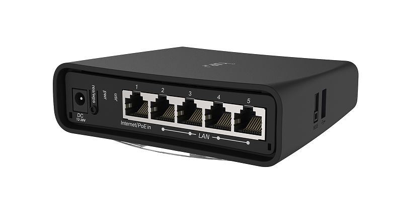 ROUTER MIKROTIK, hAP ac2, wireless, 1200 Mbps, porturi Gigabit x 5, antena interna x 2, USB pt 3G/4G, dual band, "RBD52G-5HacD2HnD-TC"