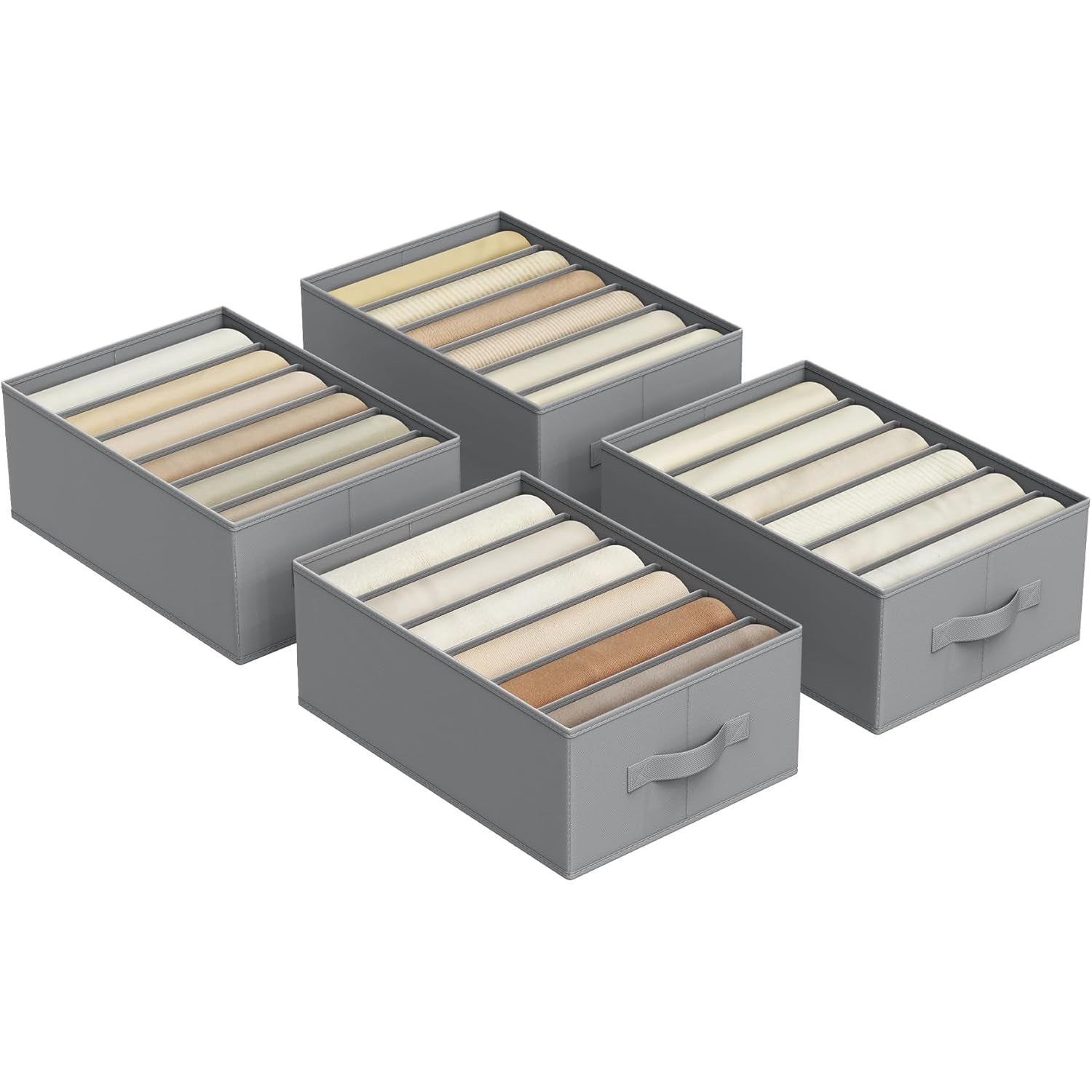 SONGMICS Organizatoare dulap set 4 bucati, 6 compartimente, pliabile, 42x30x17 cm, gri