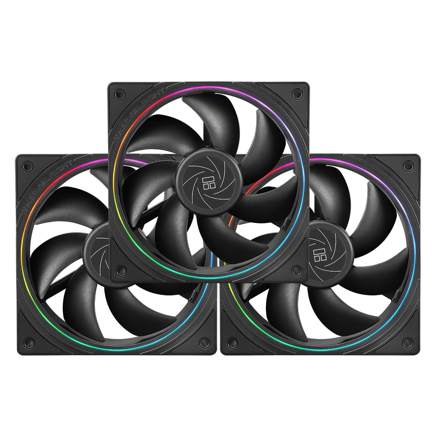 Set 3 ventilatoare Thermalright "TL-S12", 120mm, 1500 RPM, S-FDB Bearing, 47.6 CFM, LED ARGB, 4pin PWM, negru, "TL-S12-3"
