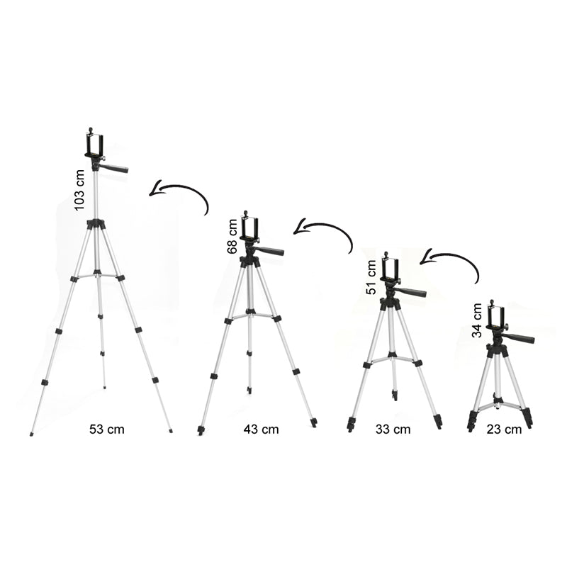 Set stativ foto trepied universal din aluminiu cu telecomanda bluetooth, 34–103 cm