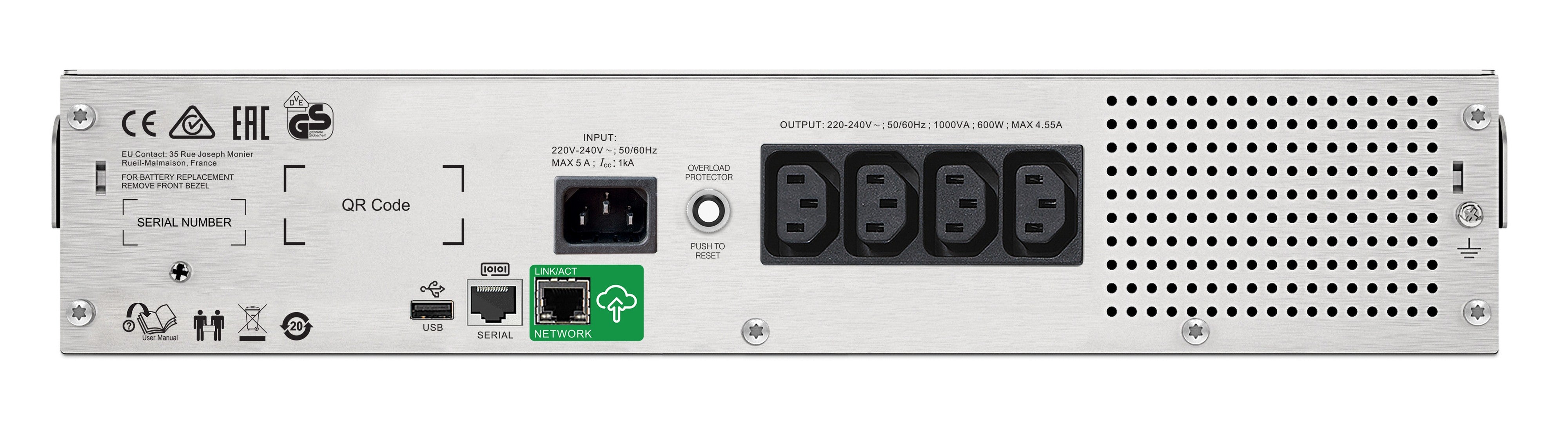 UPS APC,"Smart-UPS C",Line Int. sin pura mgmt,rack,1500VA / 900W,AVR,IECx4,1xAPCRBC132,LCD,21-30 min.,"SMC1500I-2UC",prelungire garantie (WBEXTWAR1YR--03/WBEXTWAR3YR--03)
