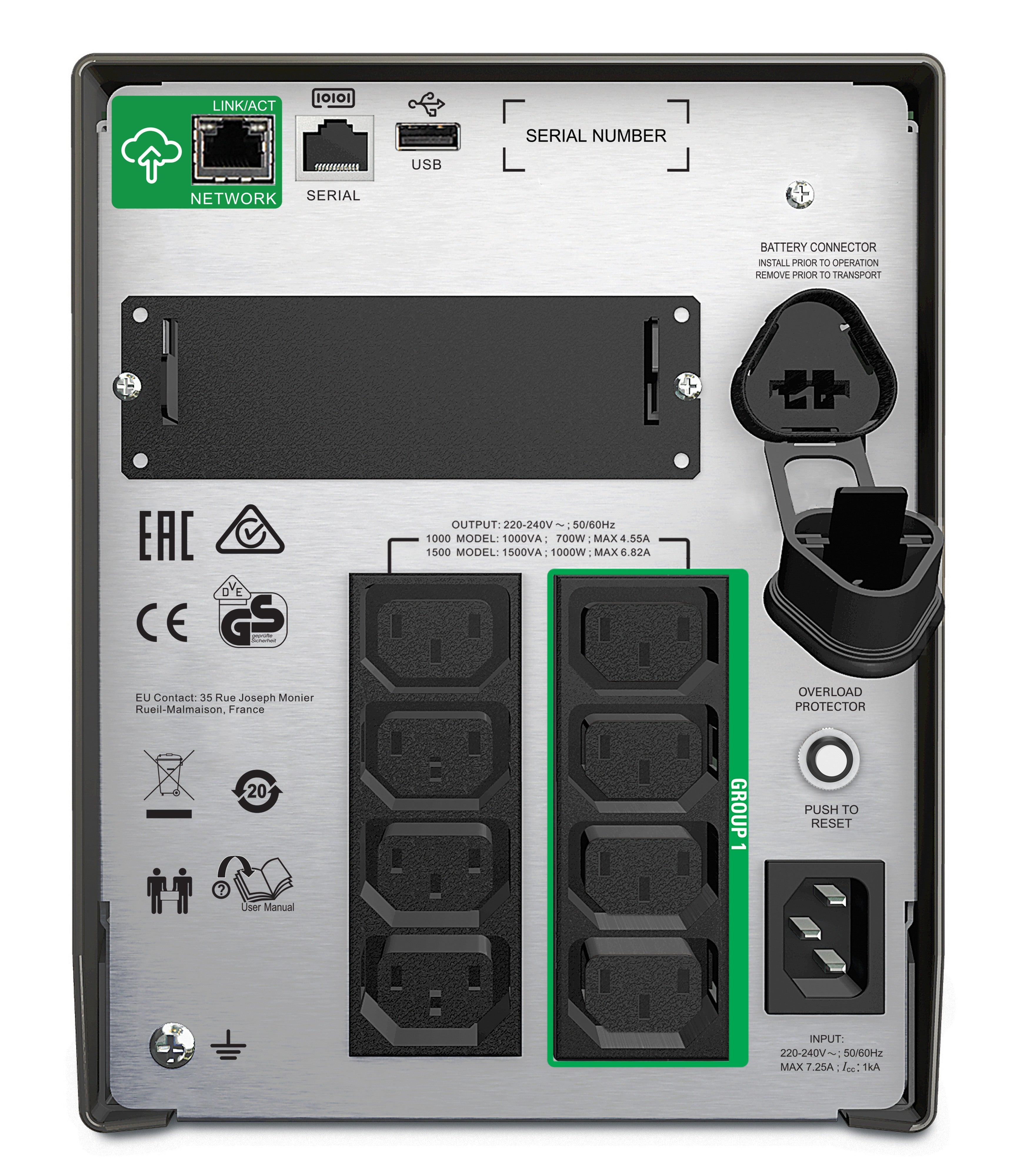 UPS APC,"Smart-UPS SMT",Line Int. sin pura mgmt,mini tower,1500VA / 1000W,AVR,IECx8,1xRBC7,LCD,21-30 min.,"SMT1500IC",prelungire garantie(WBEXTWA R1YR--03/WBEXTWAR3YR--03)