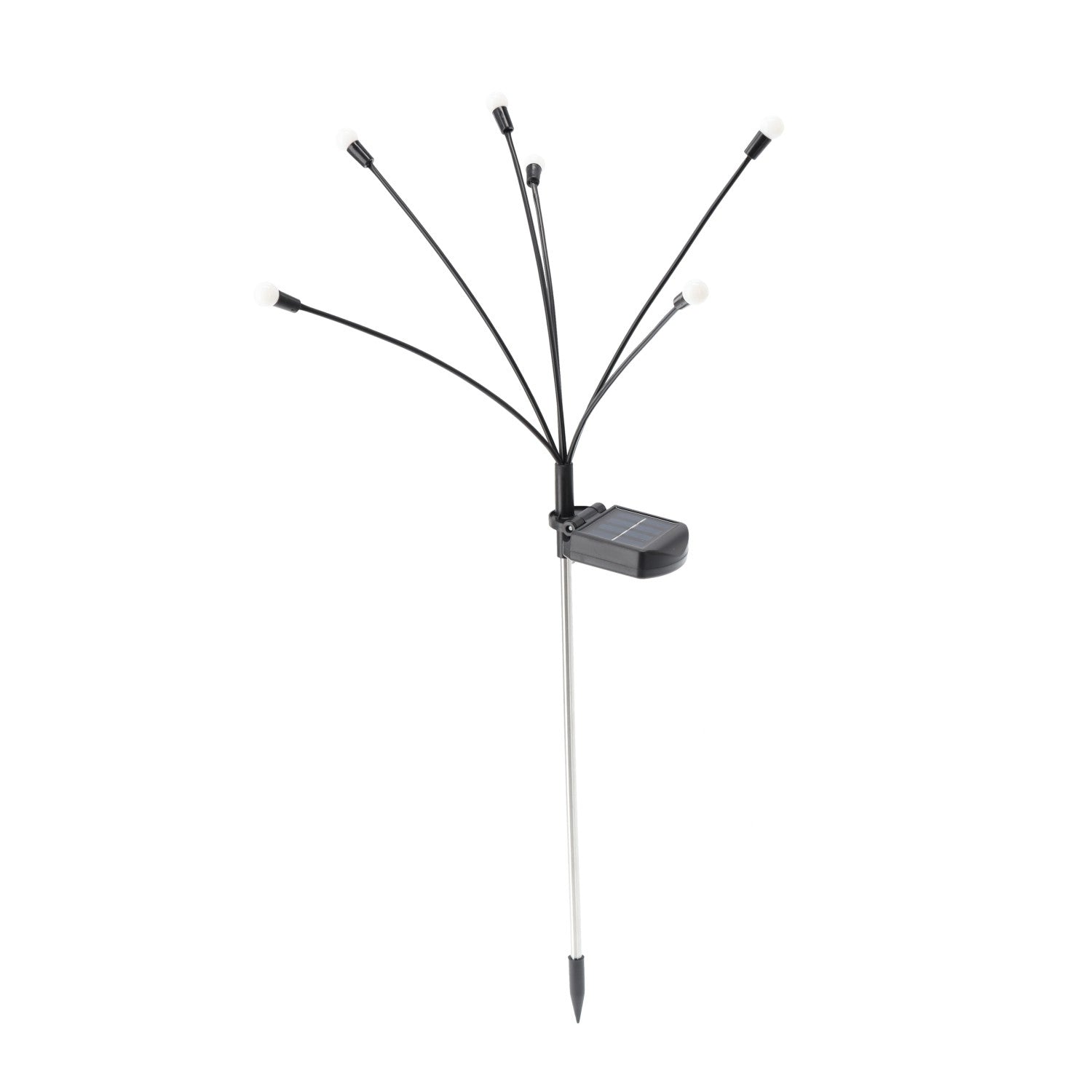 Set 2 lampi solare pentru gradina, model licurici cu miscare la adierea vantului, 6 LED-uri alb cald, 70 cm, negru