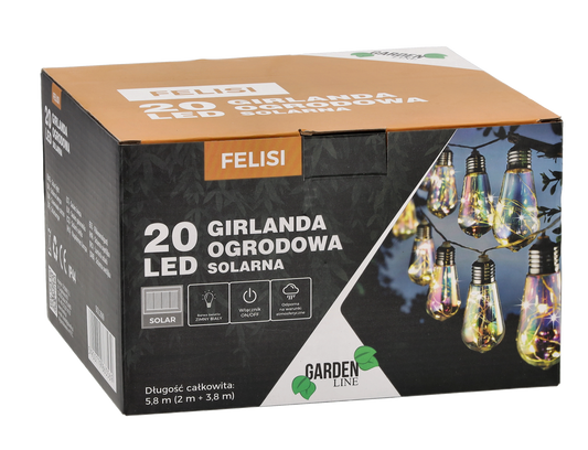 Ghirlanda luminoasa, LED, model Felisi, 20 becuri, 580cm, incarcare solara, lumina alb multicolor - 2