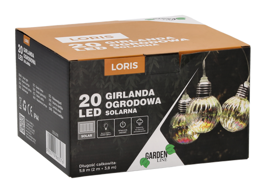 Ghirlanda luminoasa, LED, model Loris, 20 becuri, 580cm, incarcare solara, lumina alb multicolor - 2